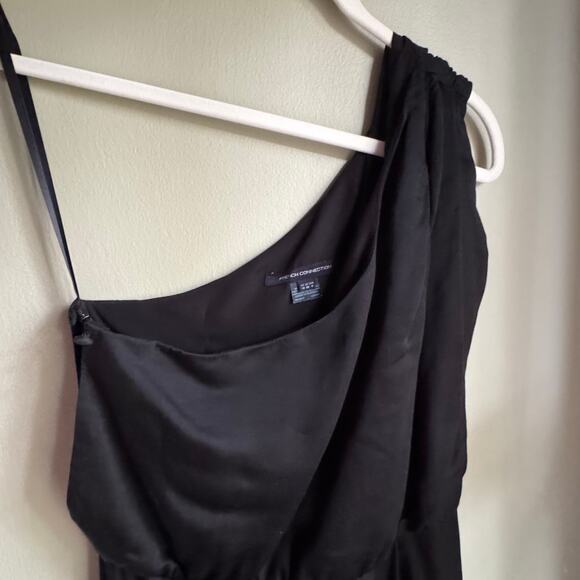 French Connection Black One Shoulder Column Dress Wrap Maxi Viscose Silk Blend - Picture 8 of 8